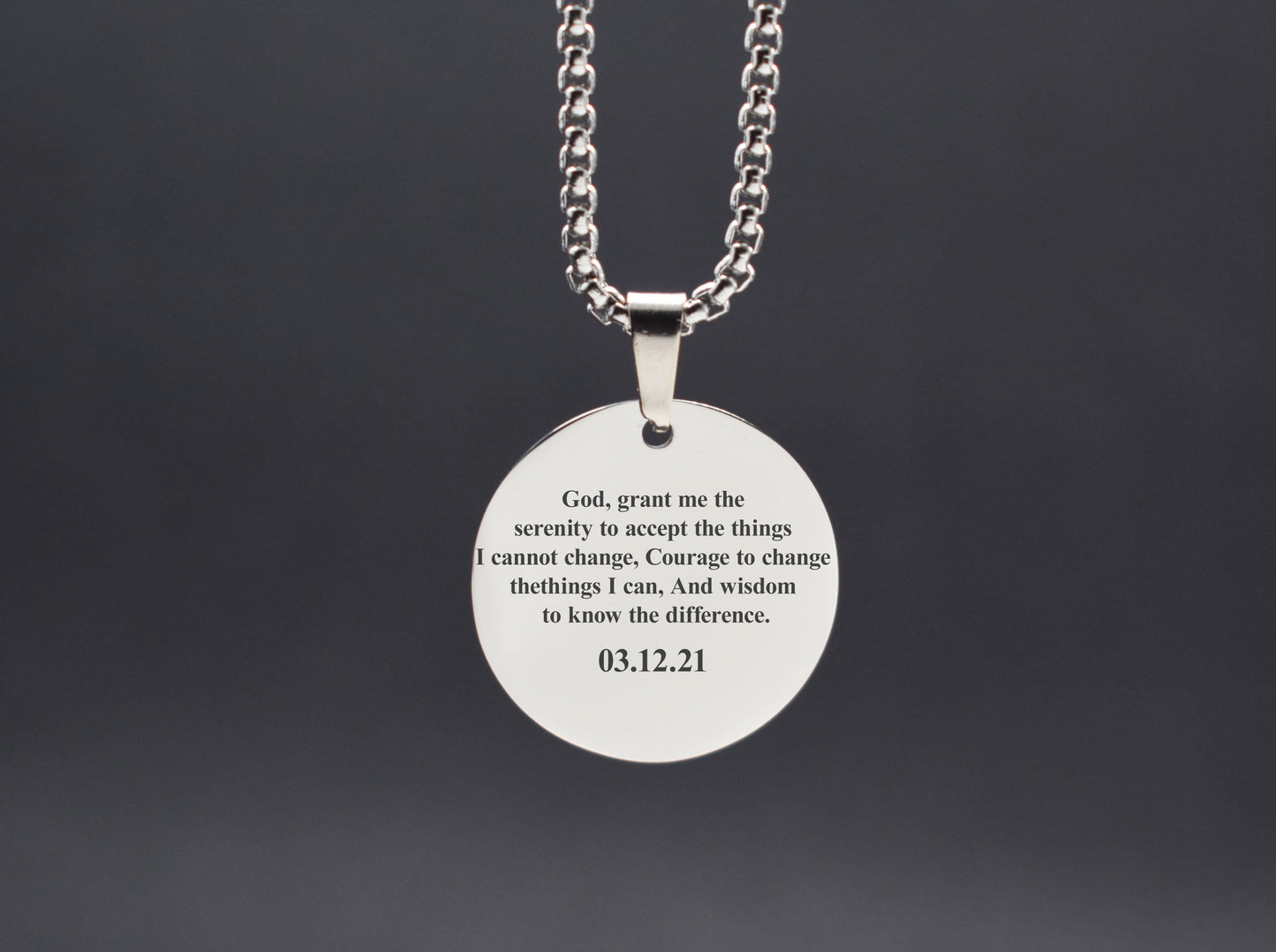 Sobriety gift AA/NA program jewelry Sober necklace God, grant me the serenity