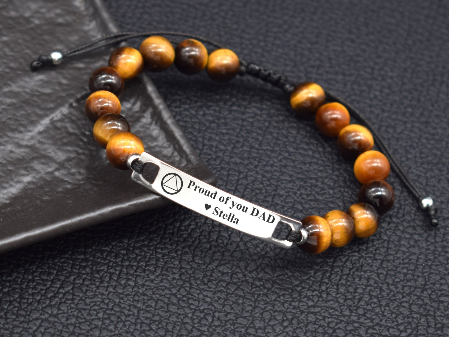 Sobriety bracelet for dad with AA symbol