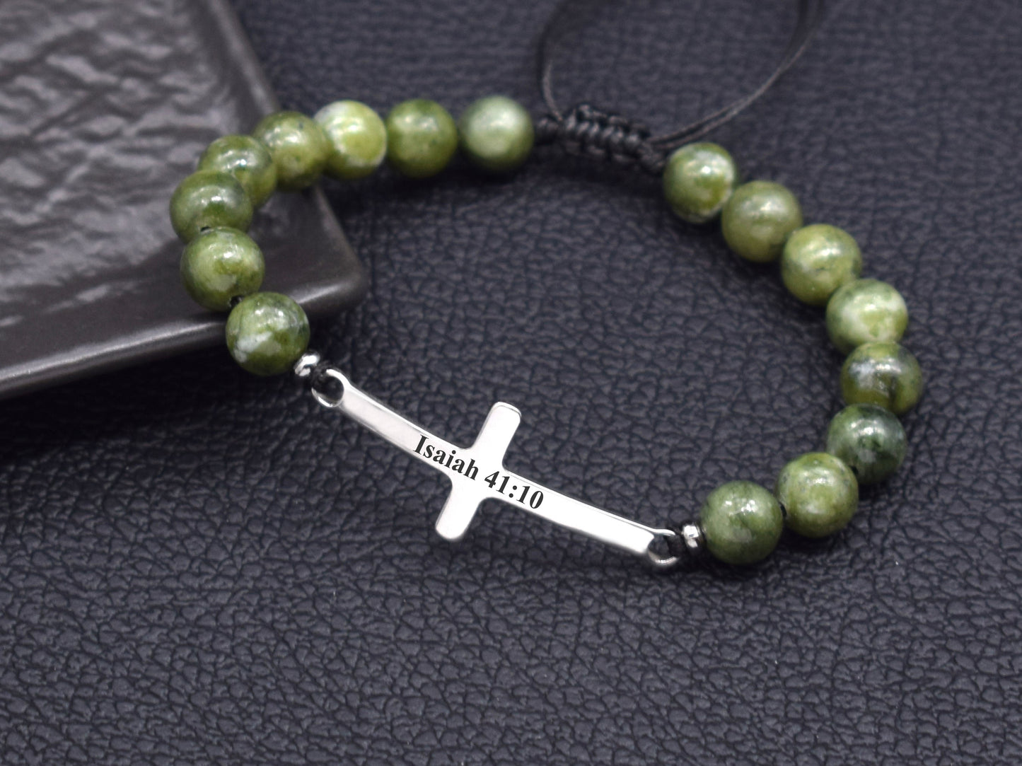 Mens cross bracelet custom christian religious jewelry faith John 3 16