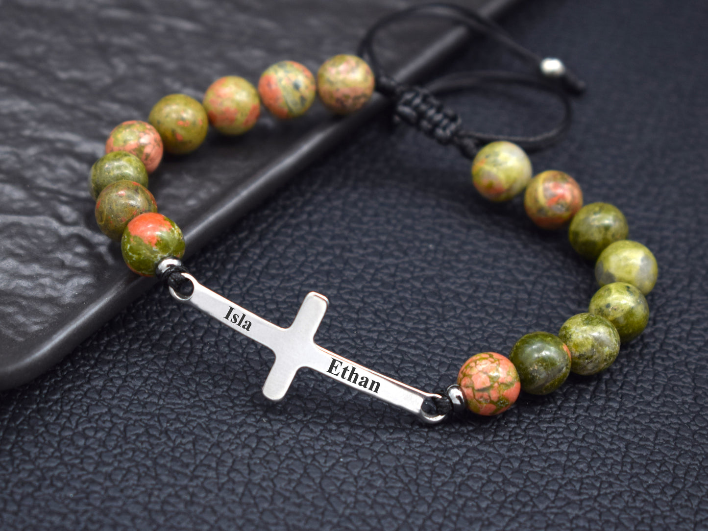 Mens cross bracelet personalized birthday boyfriend gift