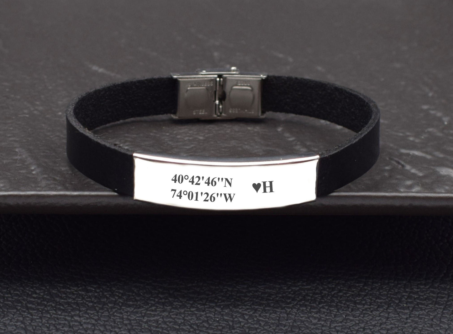 Leather coordinates bracelet distance gifts for boyfriend for him