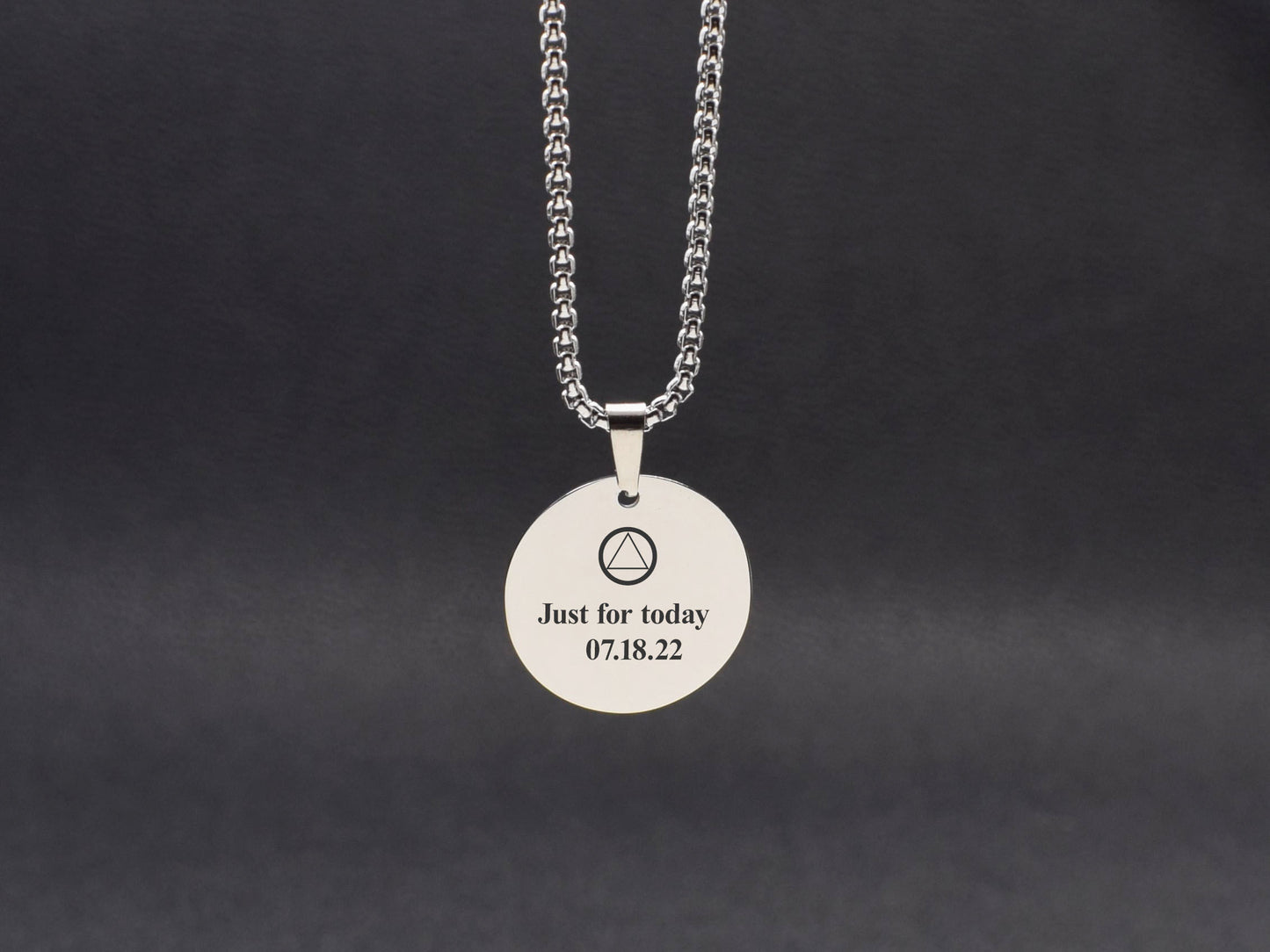 Sobriety necklace AA symbol Recovery necklace for men Stay strong