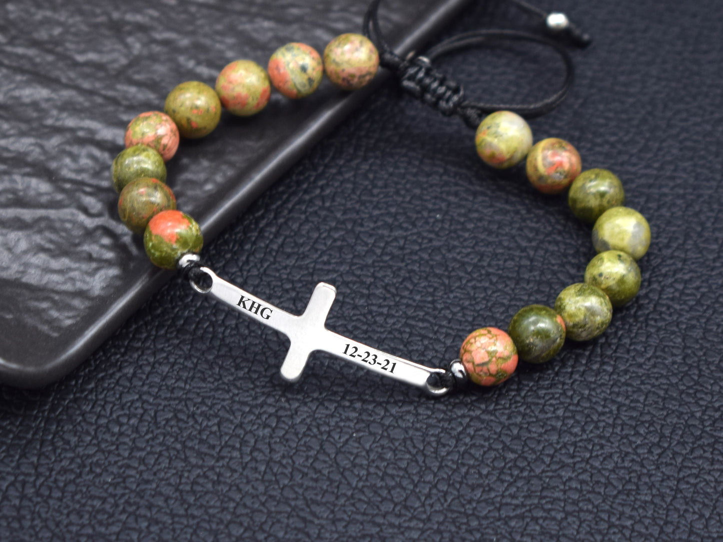 Cross bracelet for women custom name initials Christian jewelry