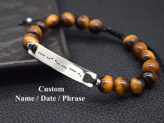 Morse code bracelet custom anniversary boyfriend hidden gift for men