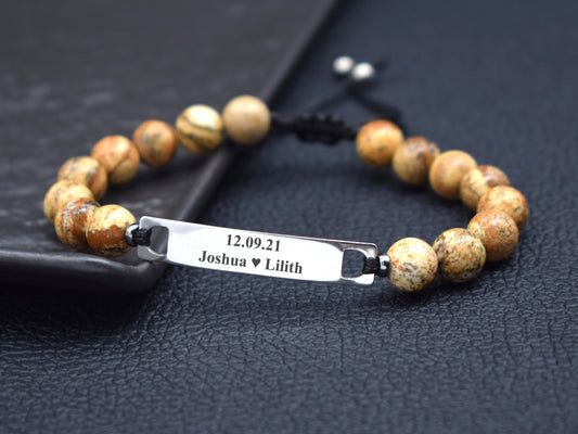 Custom one year anniversary gifts for men personalized boyfriend bracelet