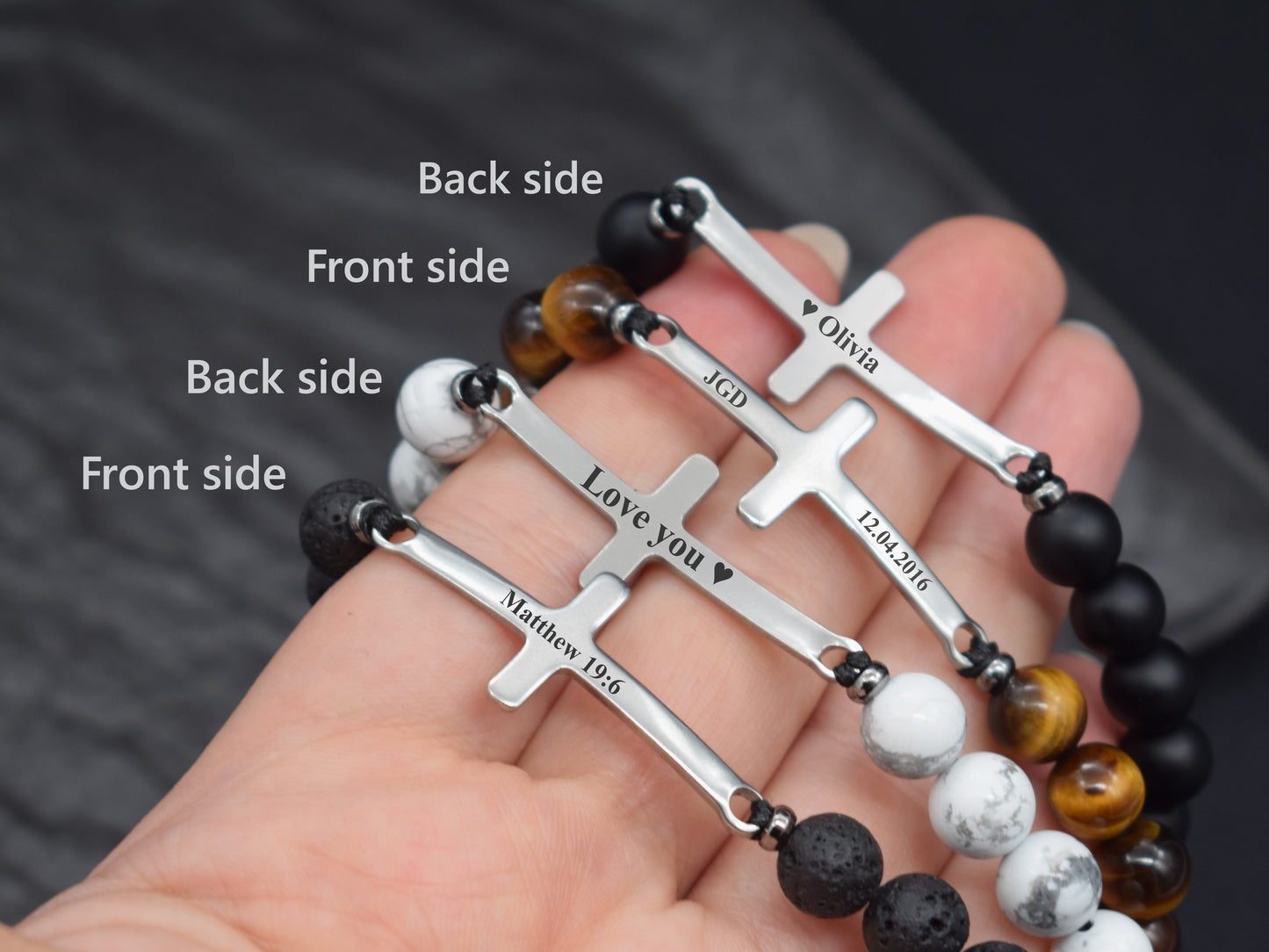 Mens cross bracelet custom Bible verse John 3 16