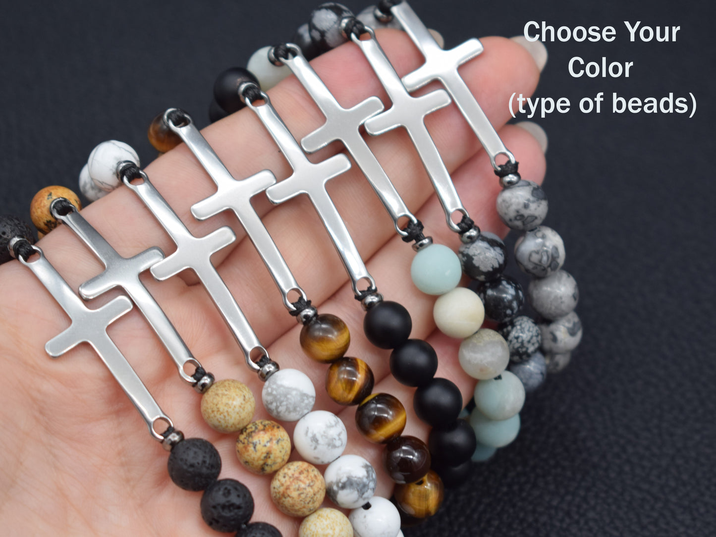 Mens cross bracelet custom christian religious jewelry faith John 3 16