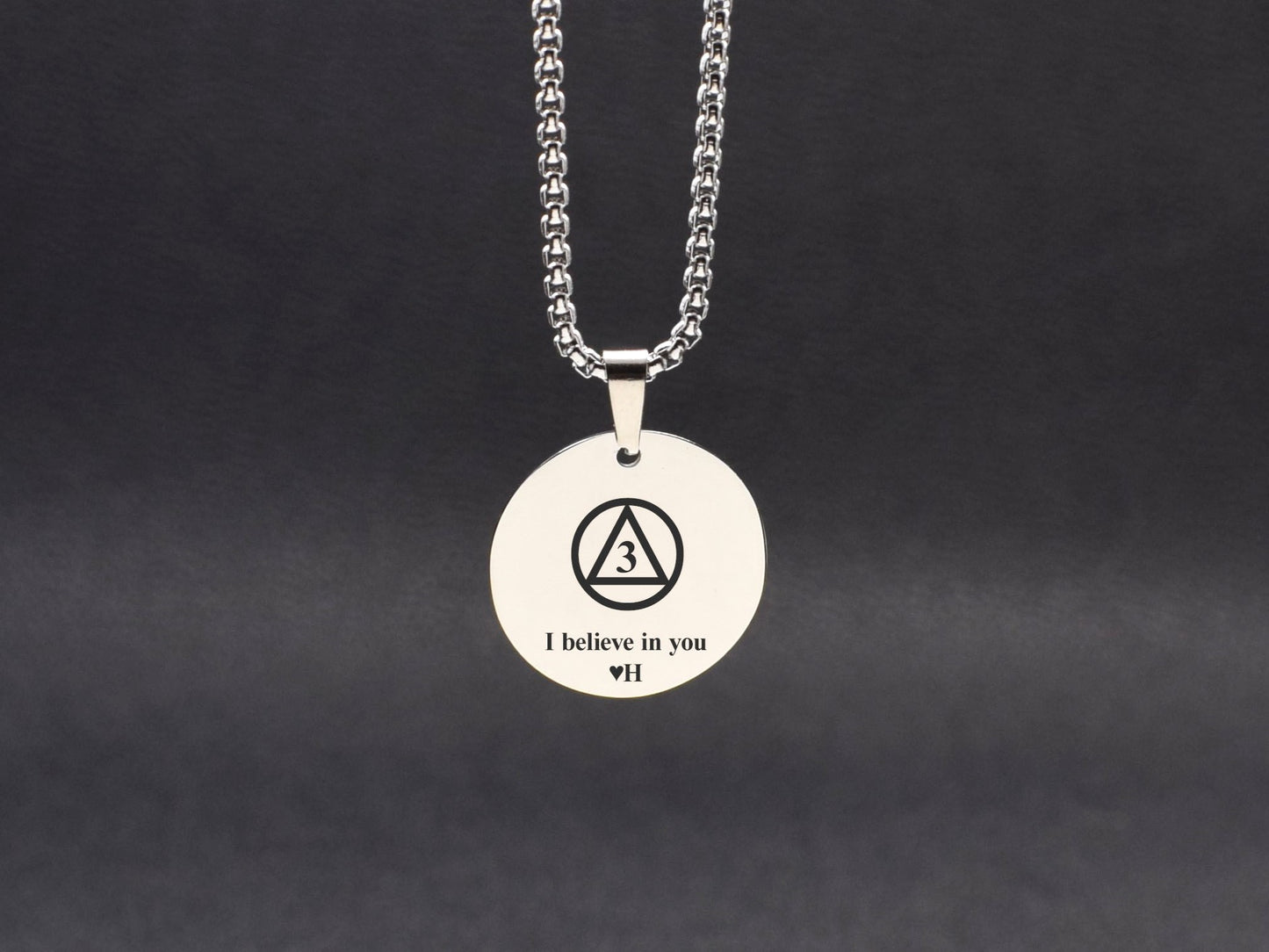 Sobriety necklace AA symbol Recovery necklace for men Stay strong