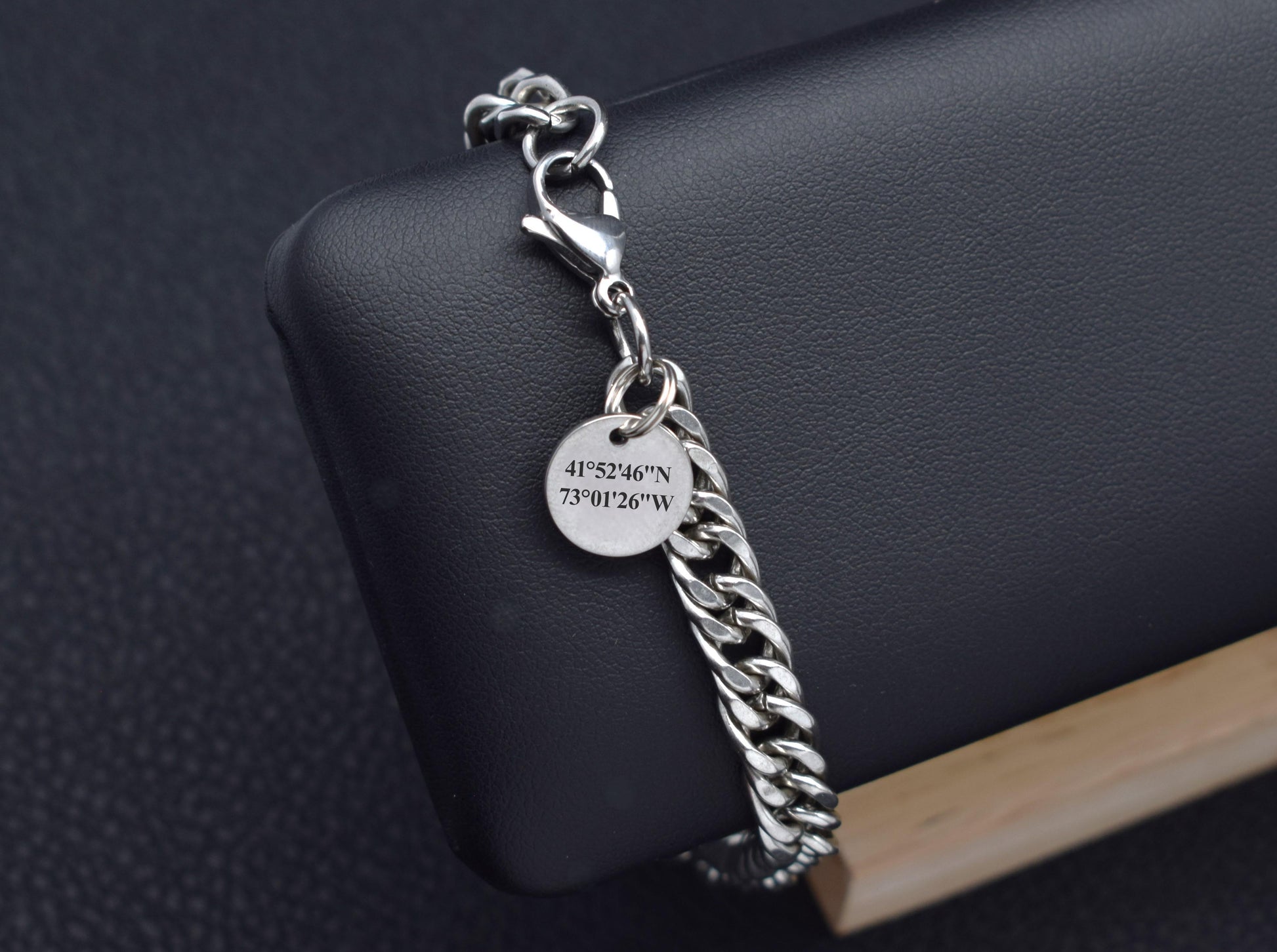 Customized latitude longitude chain bracelet