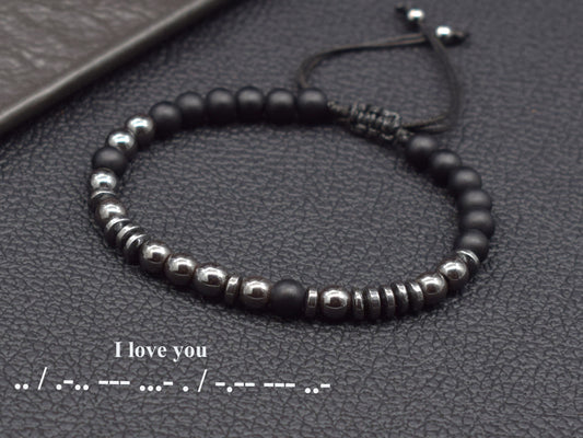 Morse code bracelet men I Love You Valentines day gift for him