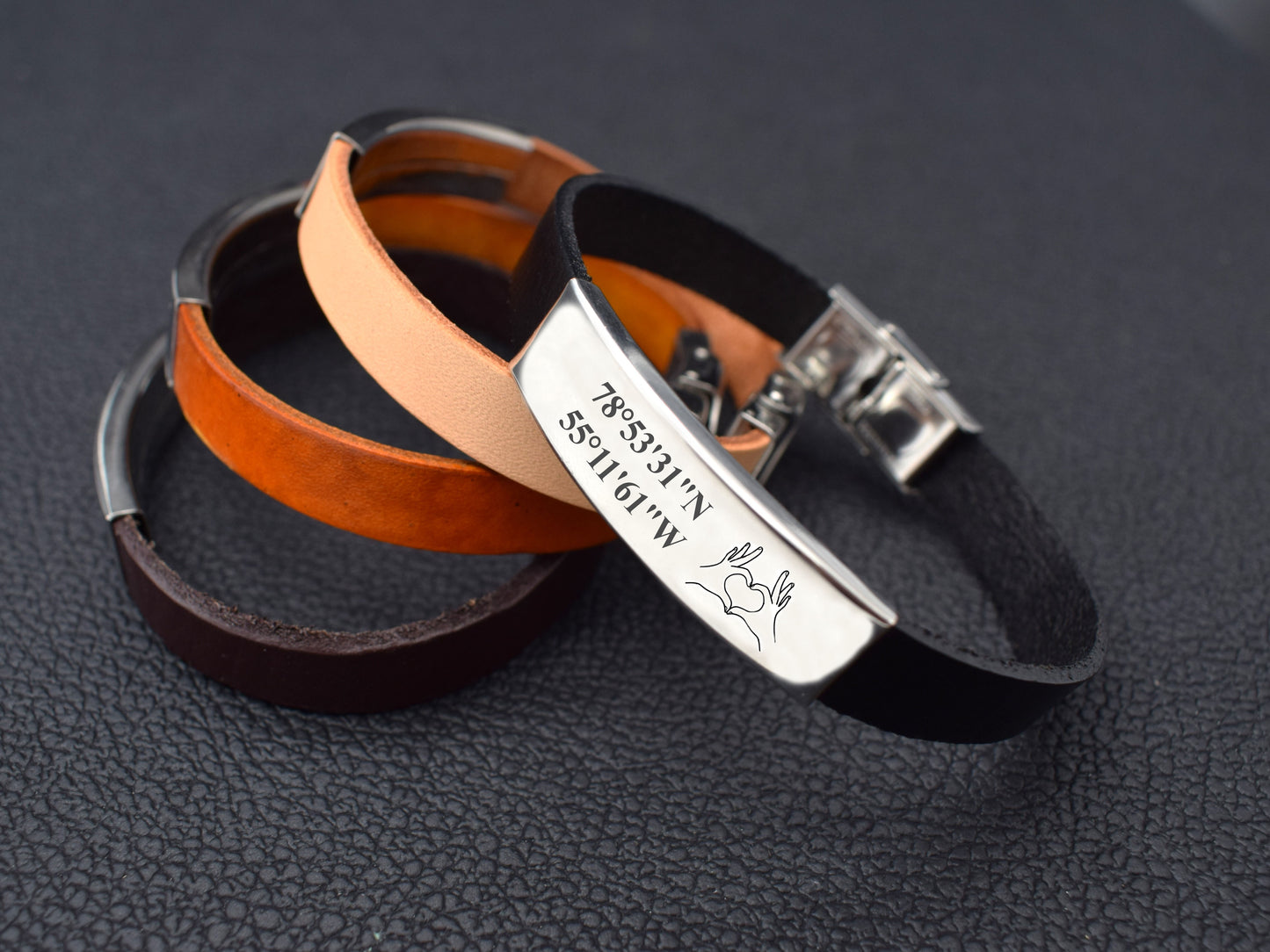 Leather coordinates bracelet distance gifts for boyfriend for him