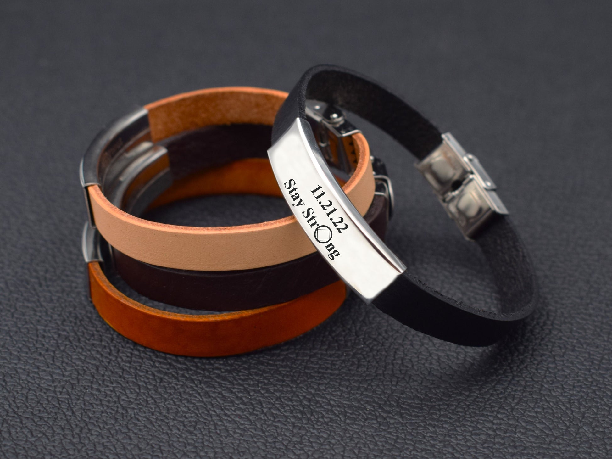 NA leather bracelet - stay strong