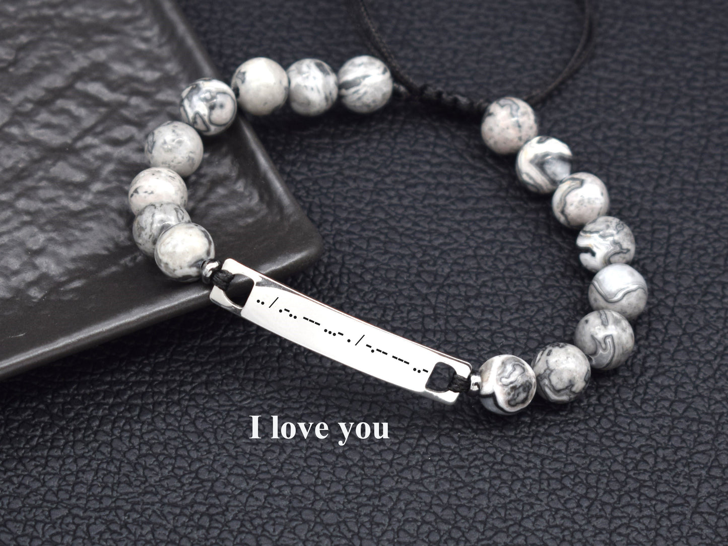 Custom Name Morse code bracelet secret message gift for men