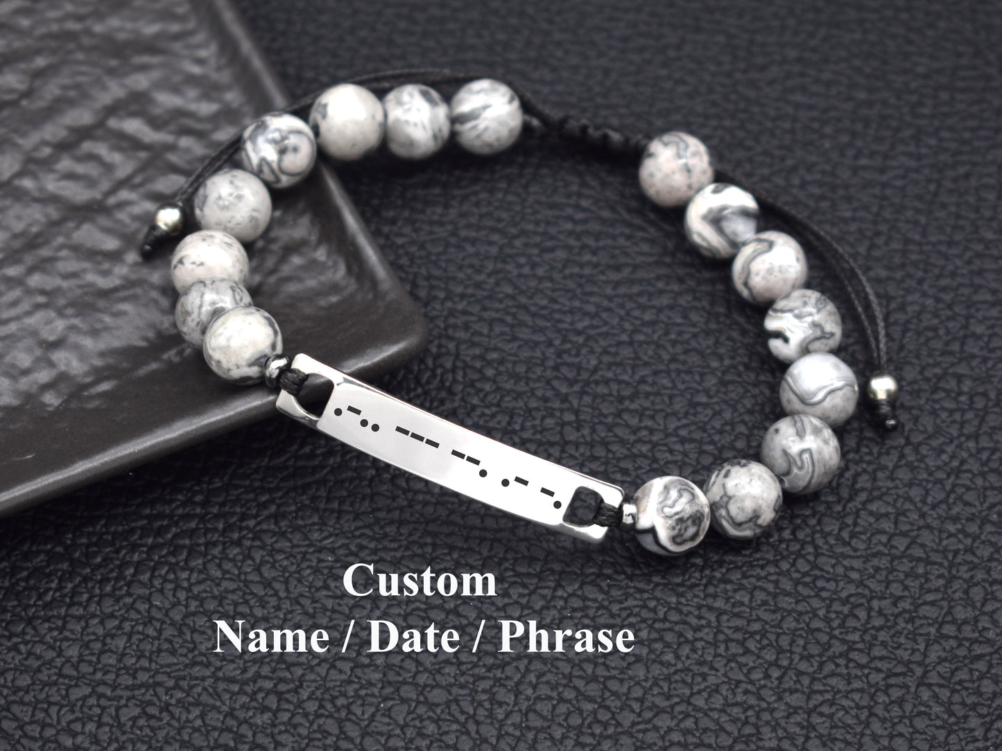 Custom Name Morse code bracelet secret message gift for men