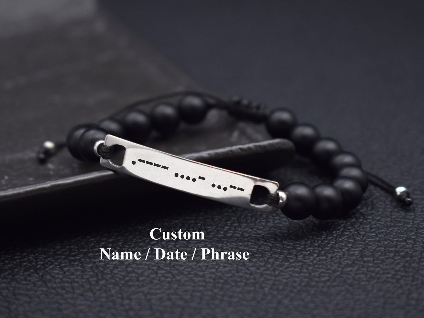 Morse code bracelet men Custom name date initials inspirational gift