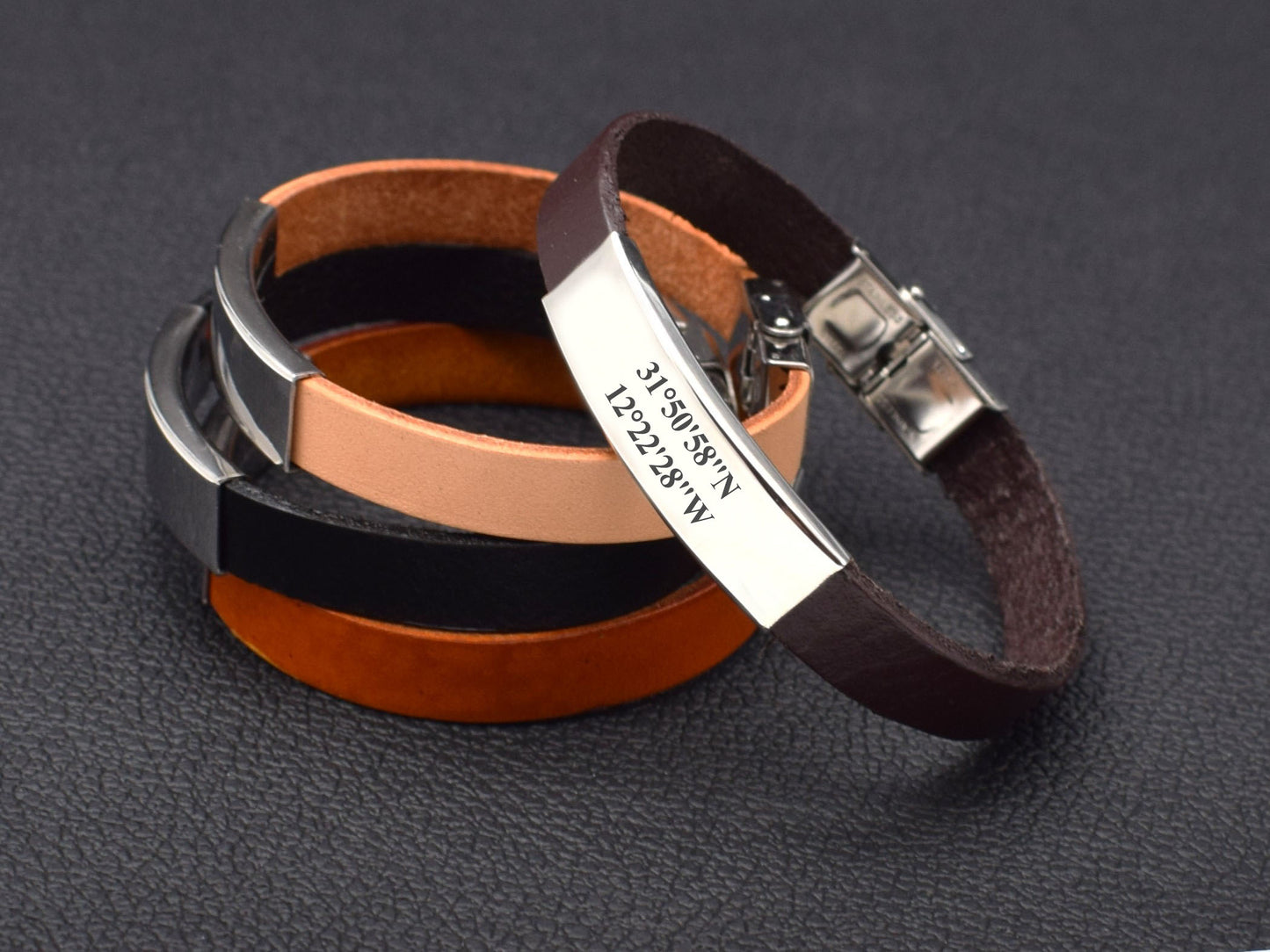 Coordinates bracelet leather long distance relationship bracelet