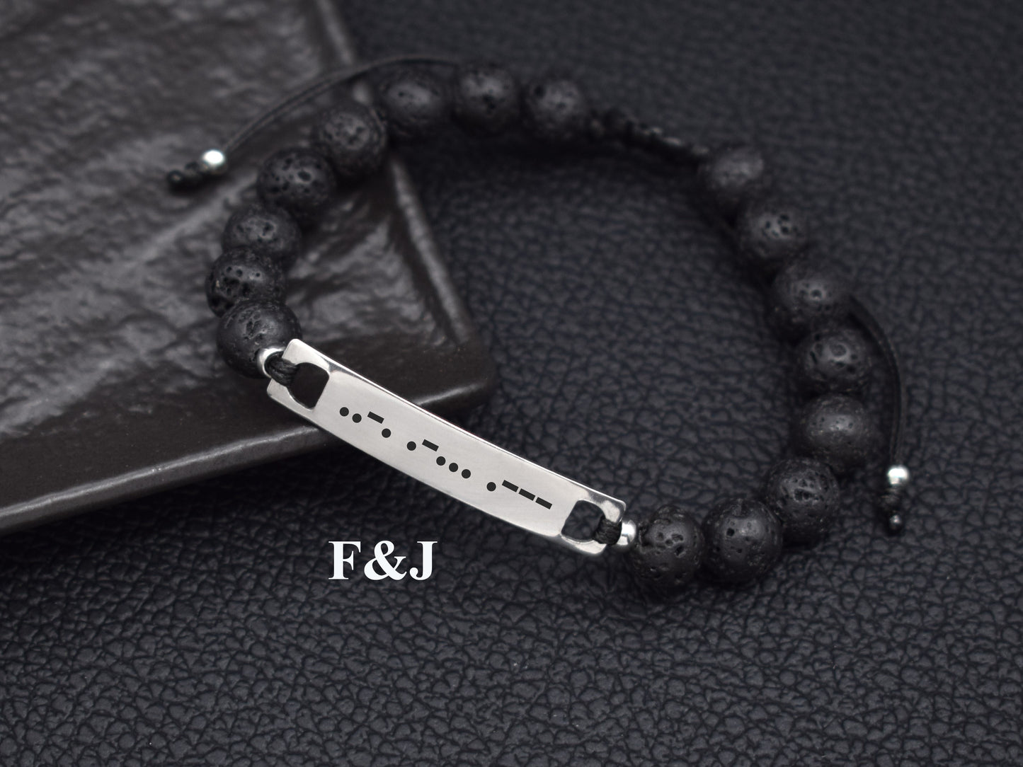 Initials custom Morse code bracelet men anniversary boyfriend gift