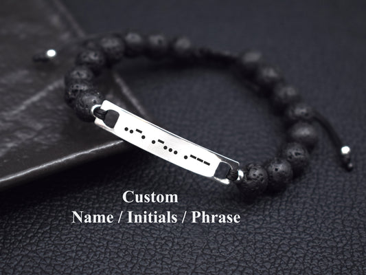 Initials custom Morse code bracelet men anniversary boyfriend gift