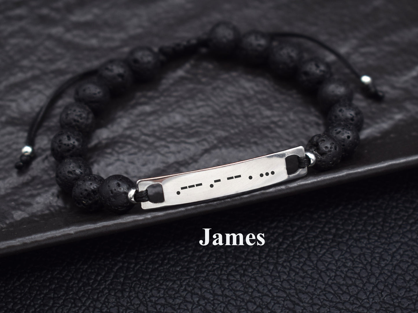 Initials custom Morse code bracelet men anniversary boyfriend gift