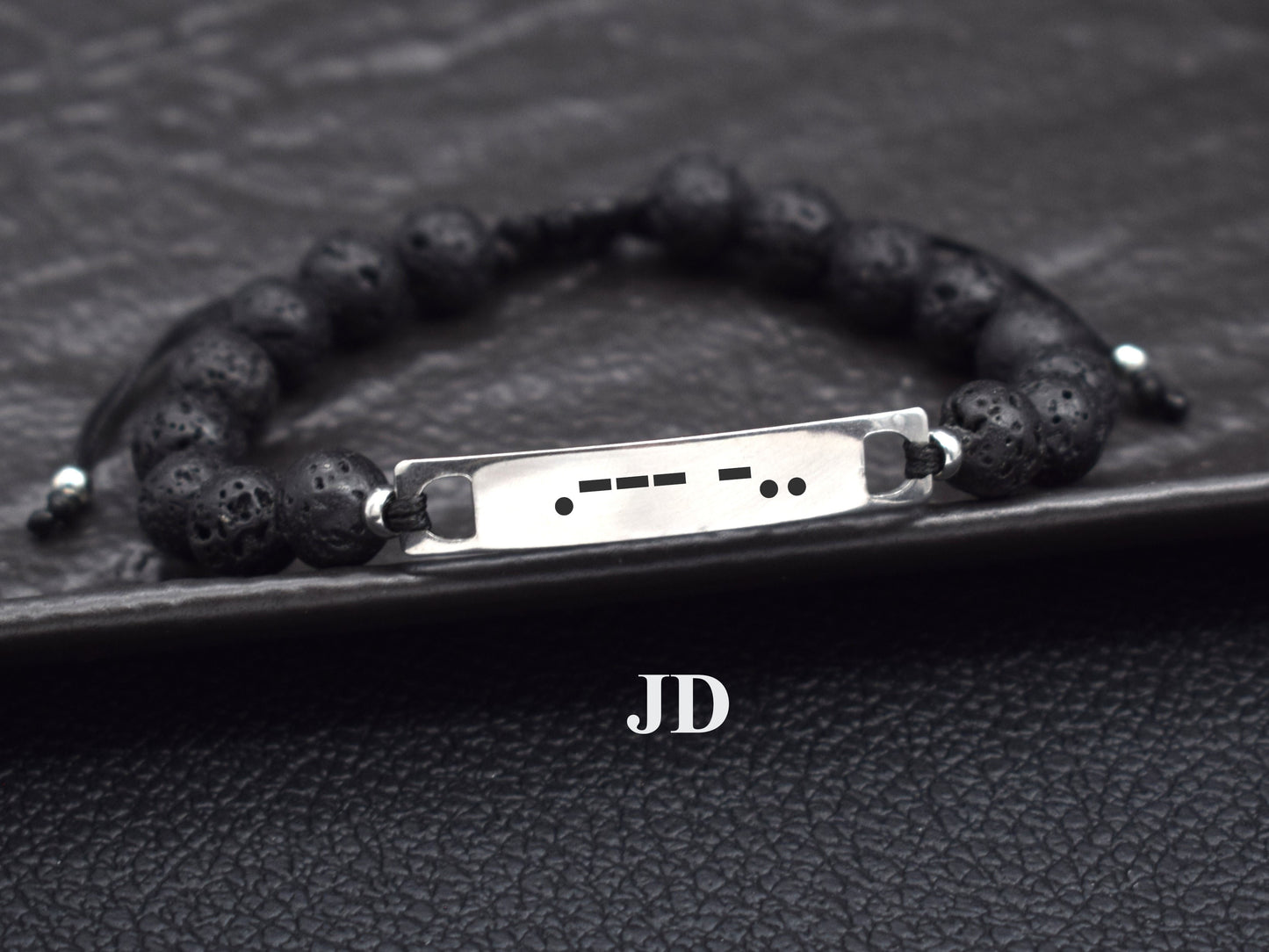 Initials custom Morse code bracelet men anniversary boyfriend gift