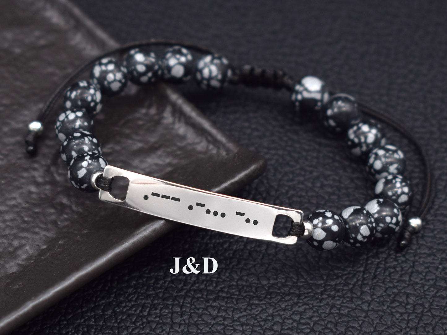 Custom Morse code bracelet men name initial anniversary boyfriend gift