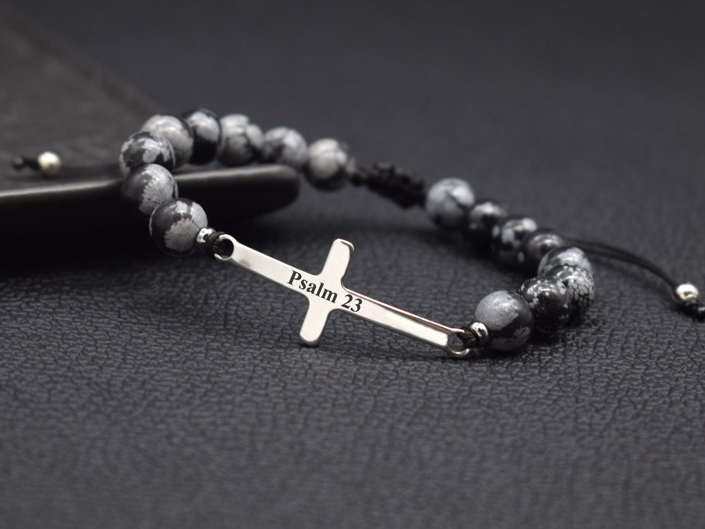 Bracelet with cross charm faith bracelet Bible verse jewelry men women