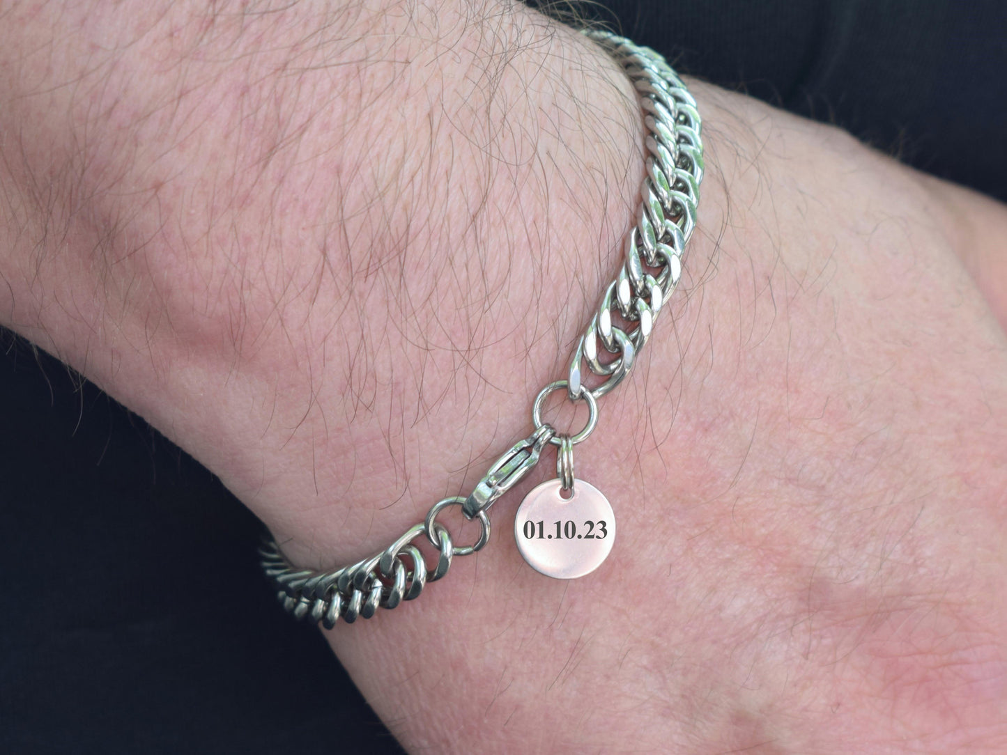 Customize chunky bracelet Initial bracelets for men Birthday boyfriend gift