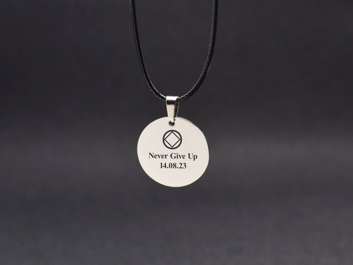 Recovery gift for men NA medallion necklace Custom date Clean and Serene