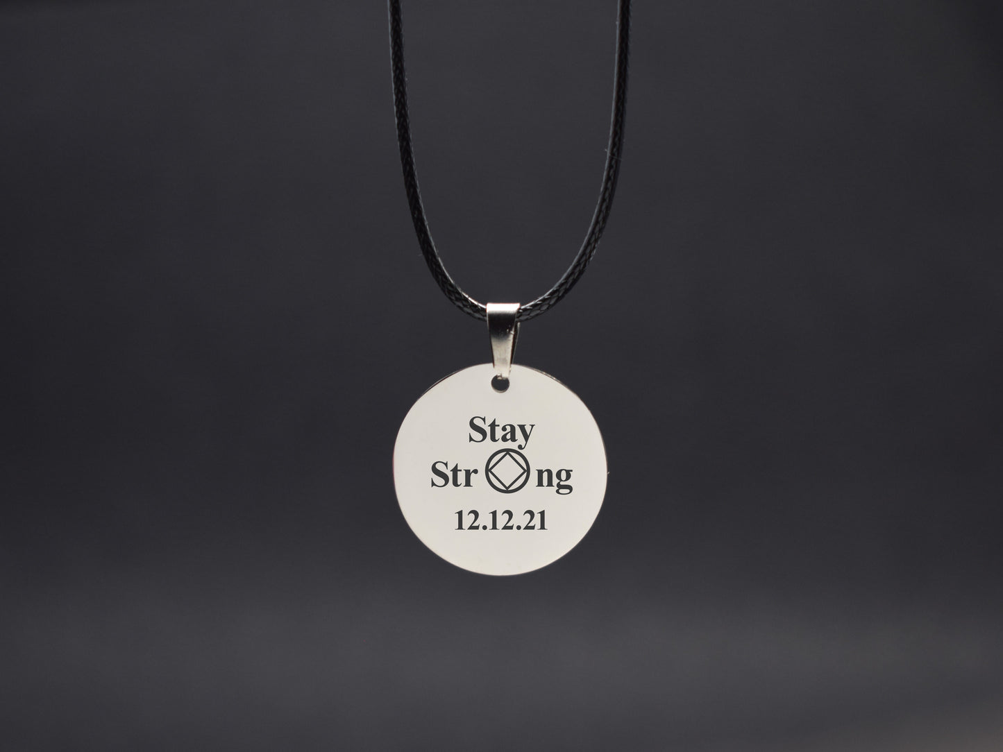 Recovery gift for men NA medallion necklace Custom date Clean and Serene