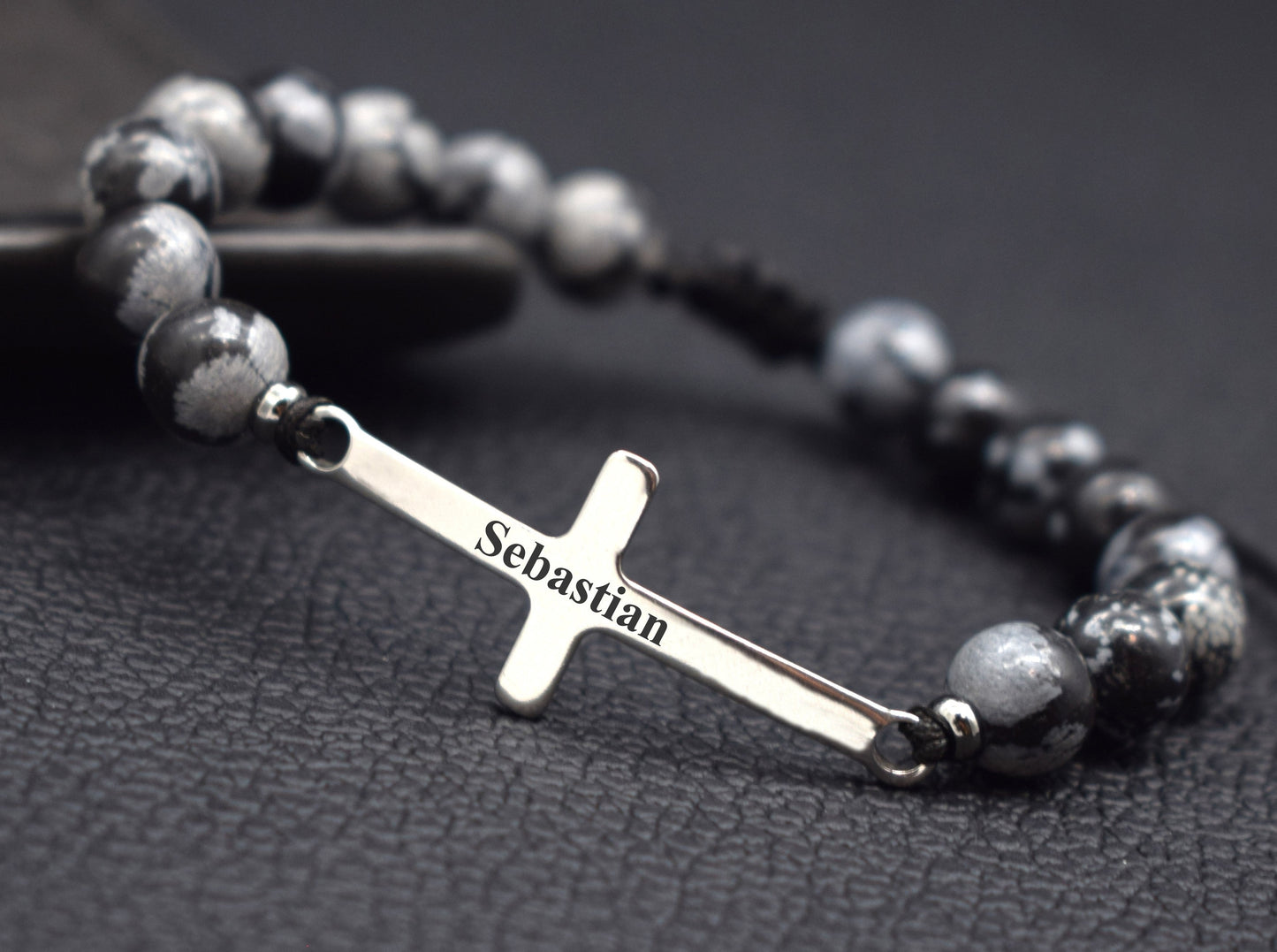 cross bracelet with custom name