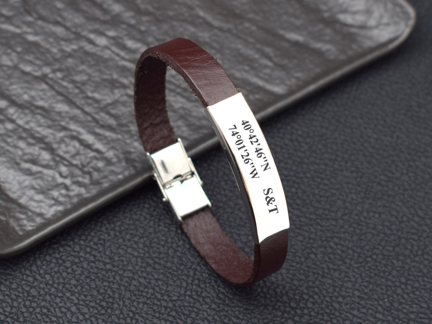 Coordinates bracelet leather long distance relationship bracelet