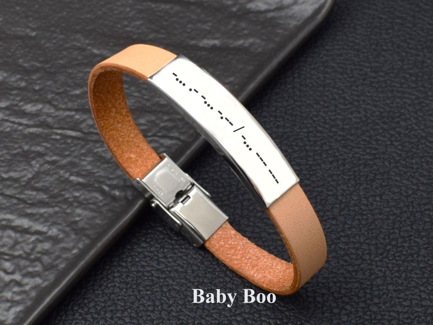 Custom leather Morse code bracelet women anniversary girlfriend gift