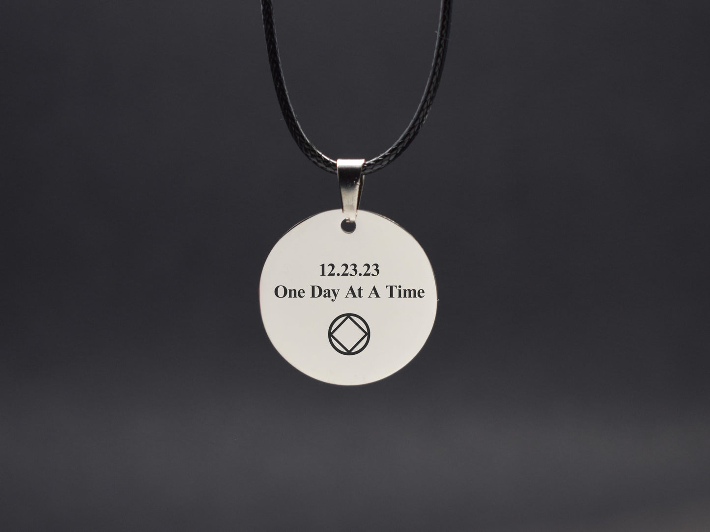 Recovery gift for men NA medallion necklace Custom date Clean and Serene