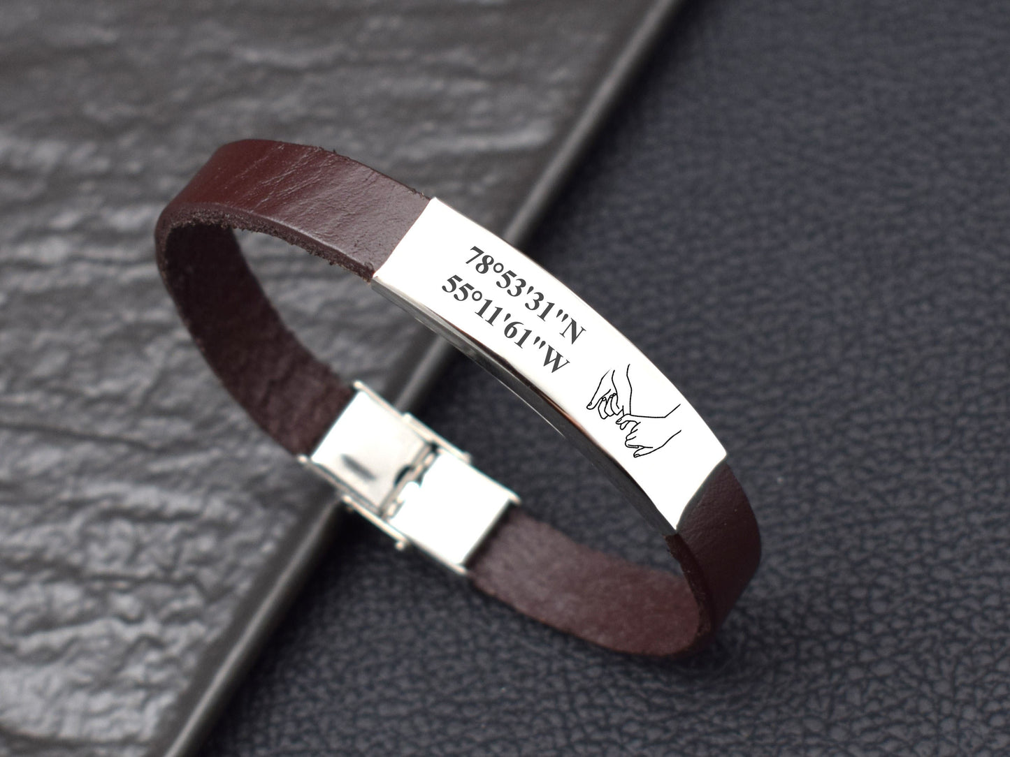 Coordinates bracelet leather long distance relationship bracelet