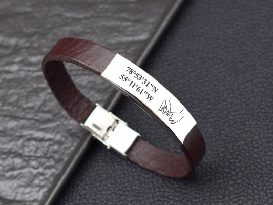 Coordinates bracelet leather long distance relationship bracelet