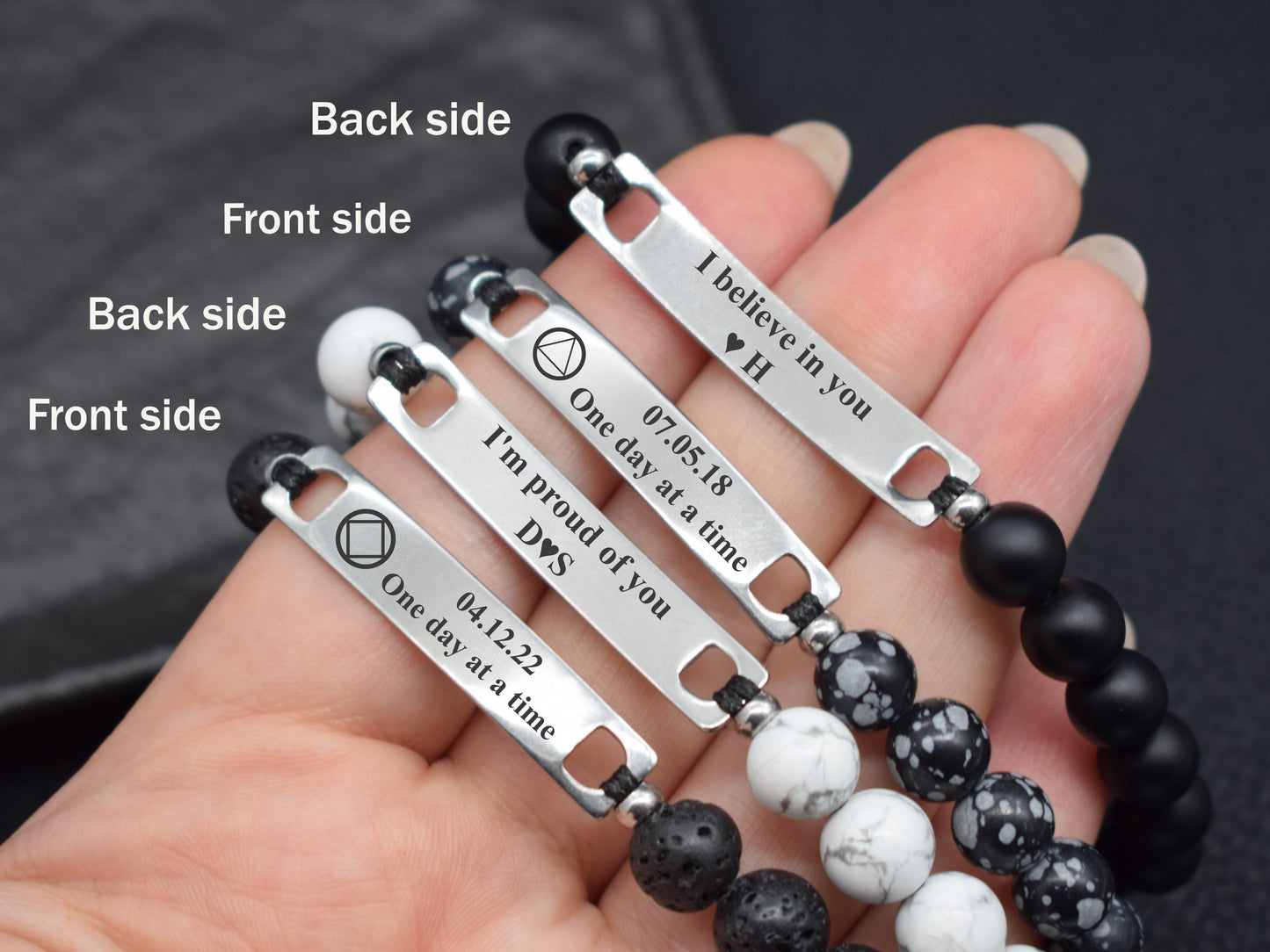 Сustom sober bracelet dual program NA AA sobriety birthday gift idea